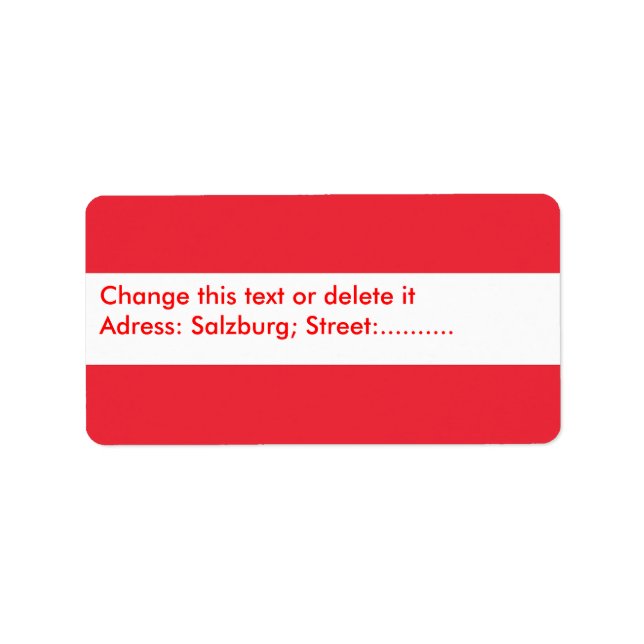 Anpassningsbar-etikett med Flagga Österrike Adressetikett (Framsidan)