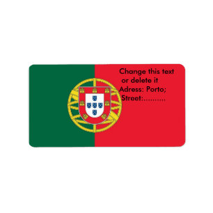 Anpassningsbar-etikett med Flagga Portugal Adressetikett
