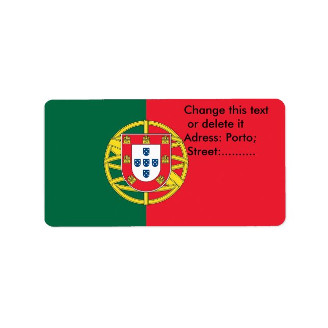 Anpassningsbar-etikett med Flagga Portugal Adressetikett (Framsidan)