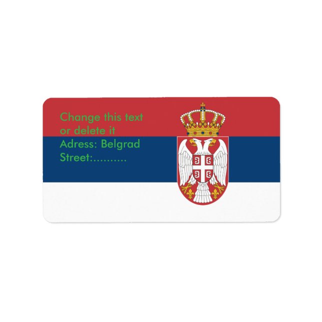 Anpassningsbar-etikett med Flagga Serbien Adressetikett (Framsidan)
