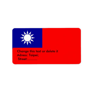 Anpassningsbar-etikett med Flagga Taiwan Adressetikett
