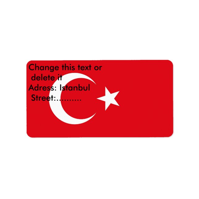 Anpassningsbar-etikett med Flagga Turkiet Adressetikett (Framsidan)