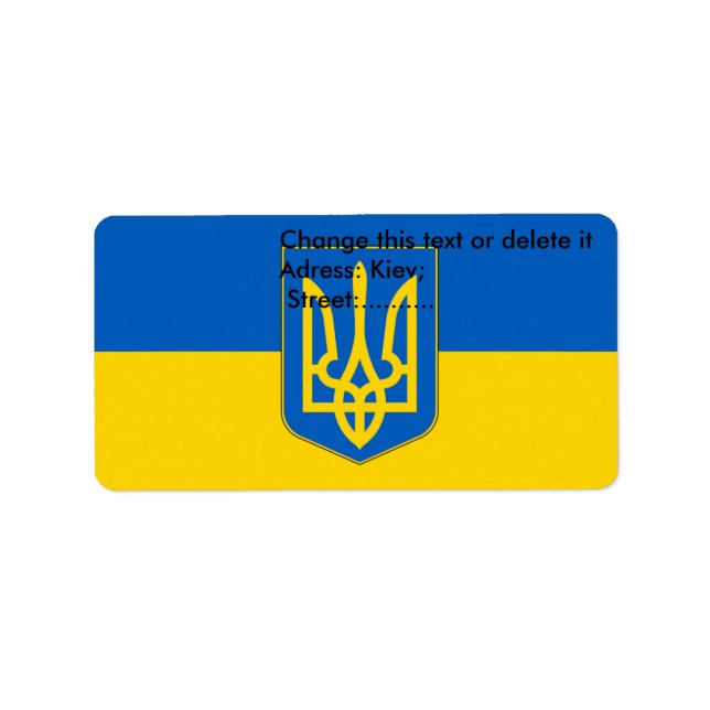 Anpassningsbar-etikett med Flagga Ukraina Adressetikett (Framsidan)