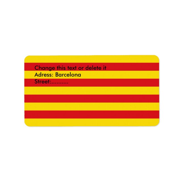 Anpassningsbar-etikett med Kataloniens Flagga Adressetikett (Framsidan)