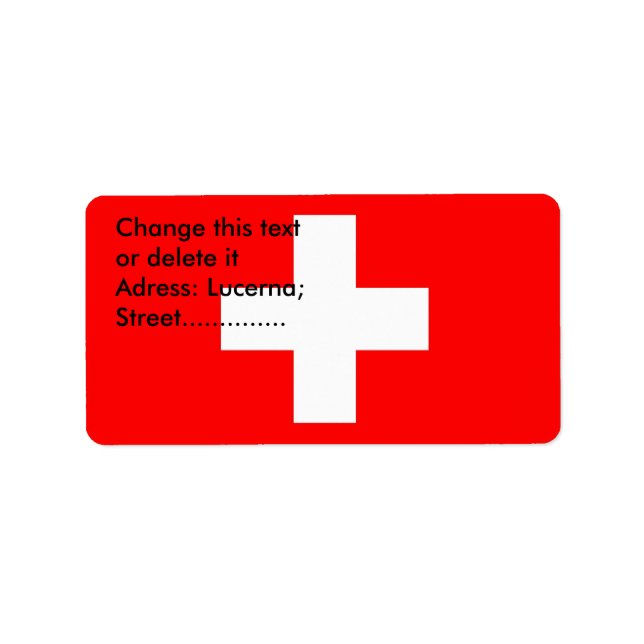 Anpassningsbar-etikett med Schweiz Flagga Adressetikett (Framsidan)