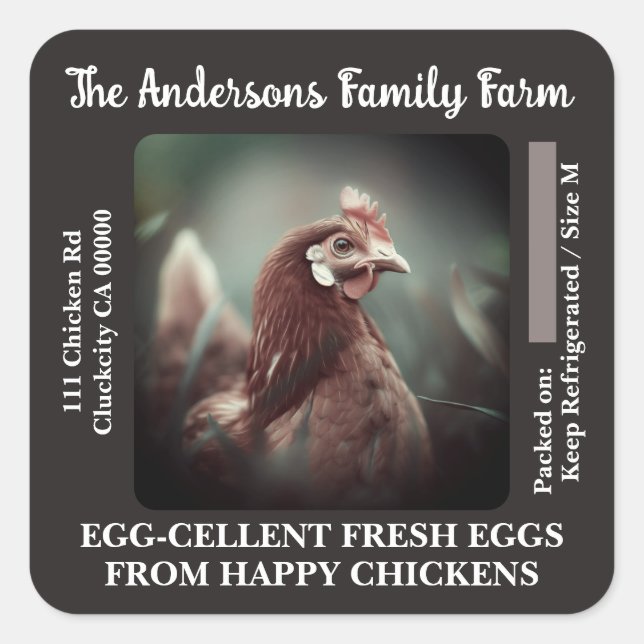 Anpassningsbar Etiketter för äggkartong - Chicken- (Framsida)