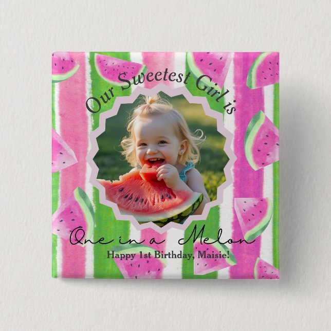 Anpassningsbar ett i en Melon Birthday-knapp Knapp (Framsida)