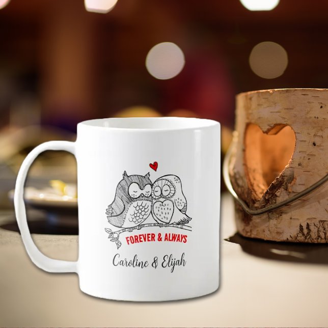 Anpassningsbar Ett par Uggla, Alla hjärtans dag Kaffemugg (Skapare uppladdad)