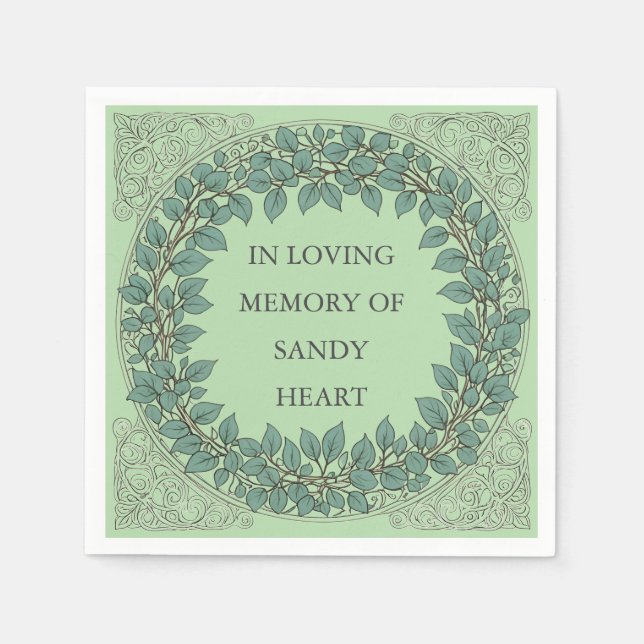 Anpassningsbar Eucalyptus Funeral - Elegant Memori Pappersservett (Framsidan)