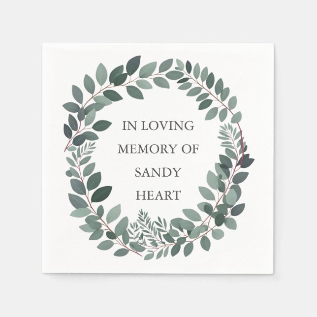 Anpassningsbar Eucalyptus Funeral - Elegant Memori Pappersservett (Framsidan)