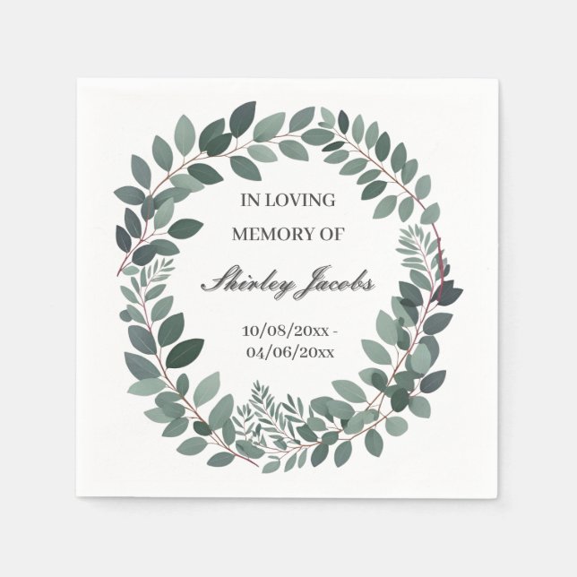 Anpassningsbar Eucalyptus Funeral - Elegant Memori Pappersservett (Framsidan)