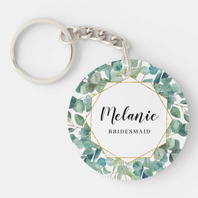 Anpassningsbar Eucalyptus Guld Bridesmaid Favor (Framsidan)