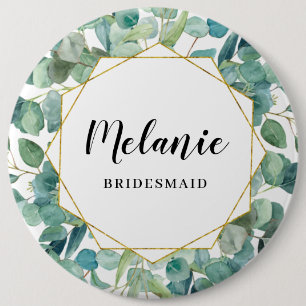 Anpassningsbar Eucalyptus Guld Bridesmaid Favor Knapp