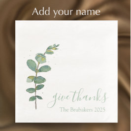 Anpassningsbar Eucalyptus Modern Ge Tack Thanksgiv Pappersservett