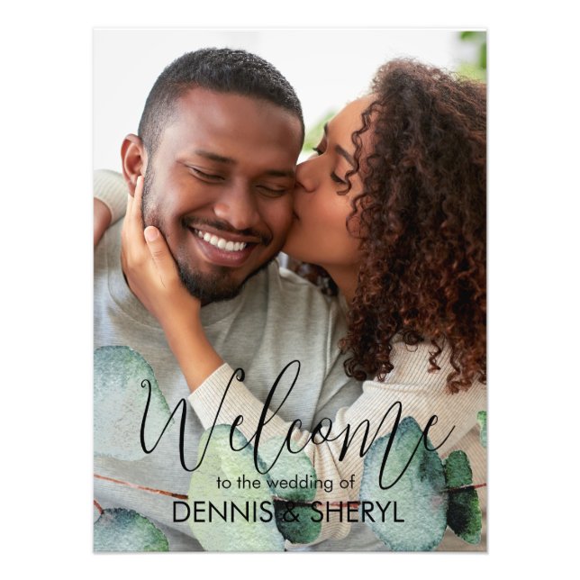 Anpassningsbar Eucalyptus Photo Modern Bröllop-tec Fototryck (Framsidan)