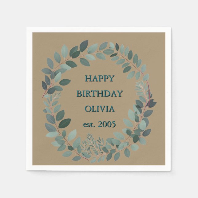 Anpassningsbar eucalyptus Ram Napkin - mocha brun Pappersservett (Framsidan)