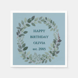 Anpassningsbar Eucalyptus Vattenfärgsblått Löv ble Pappersservett