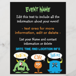 Anpassningsbar Event Cute Halloween Monsters Reklamblad