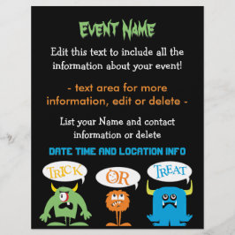 Anpassningsbar Event Cute Halloween Monsters Reklamblad