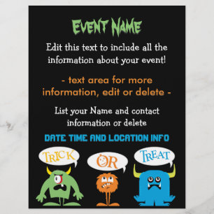 Anpassningsbar Event Cute Halloween Monsters Reklamblad