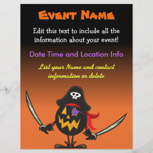 Anpassningsbar Event Halloween Pirat Pumpkin Reklamblad