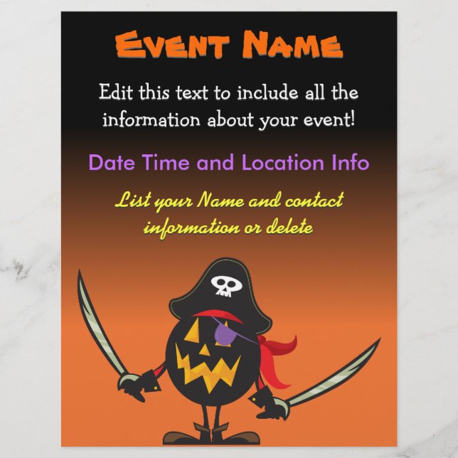Anpassningsbar Event Halloween Pirat Pumpkin Reklamblad (Framsidan)