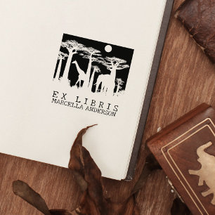 Anpassningsbar Ex Libris, African Animals Forest B Stämpel