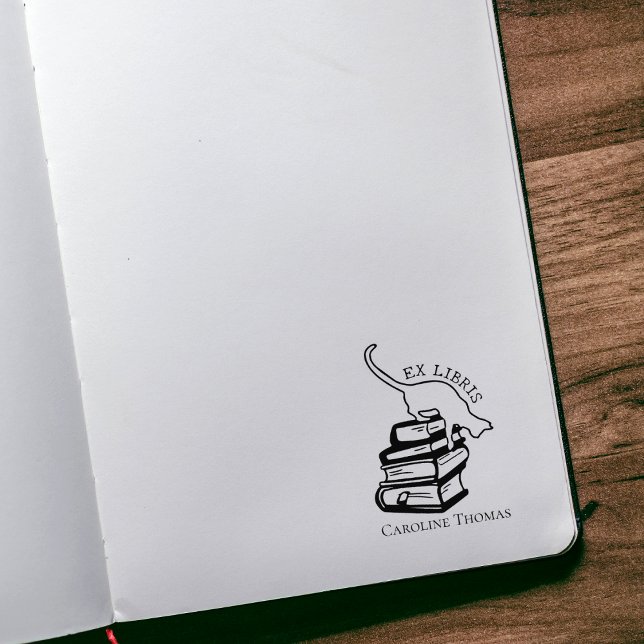 Anpassningsbar Ex Libris, Bibliotek Cute Cat Bok Stämpel (Skapare uppladdad)