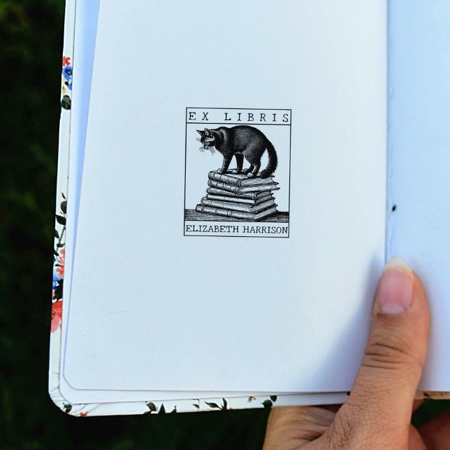 Anpassningsbar Ex Libris Bookplate, Vintage Cat Bo Stämpel (Skapare uppladdad)