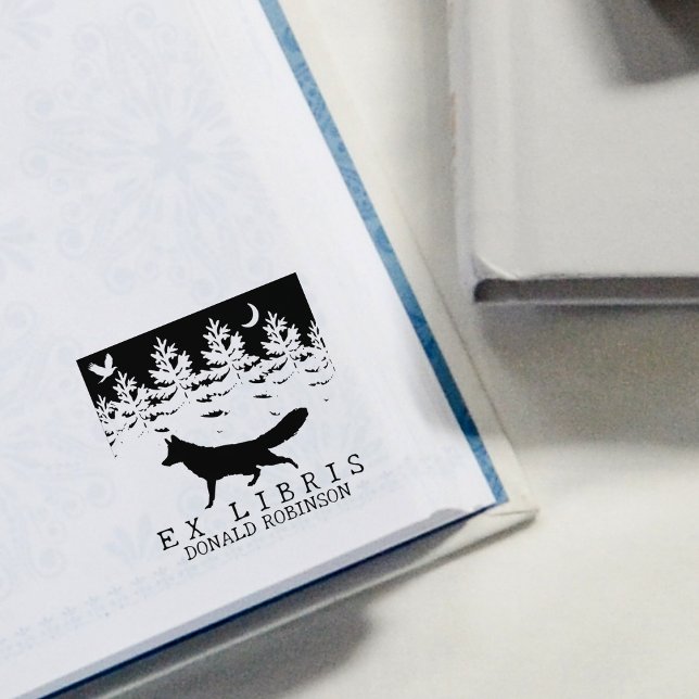 Anpassningsbar Ex Libris, Forest Fox Bok Stämpel (Skapare uppladdad)