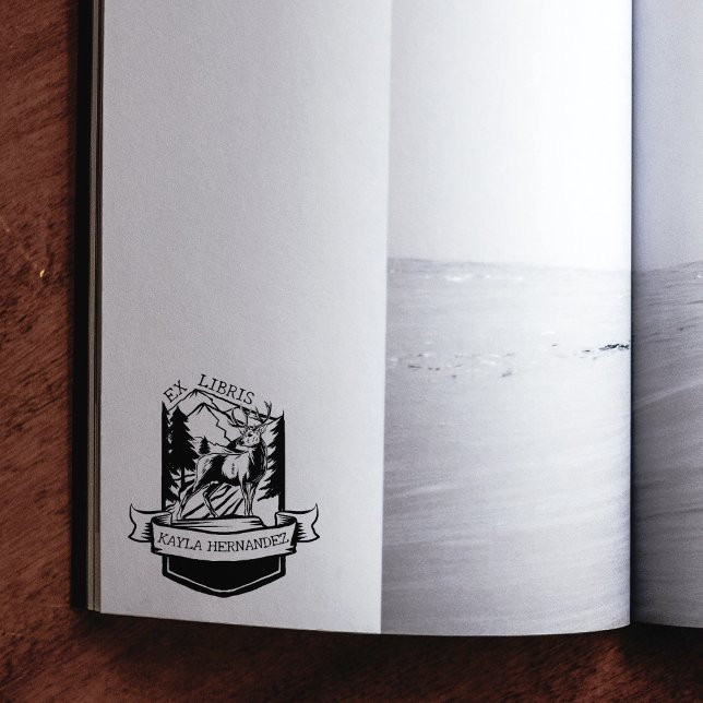 Anpassningsbar Ex Libris, Forest Hjort Bok Stämpel (Skapare uppladdad)