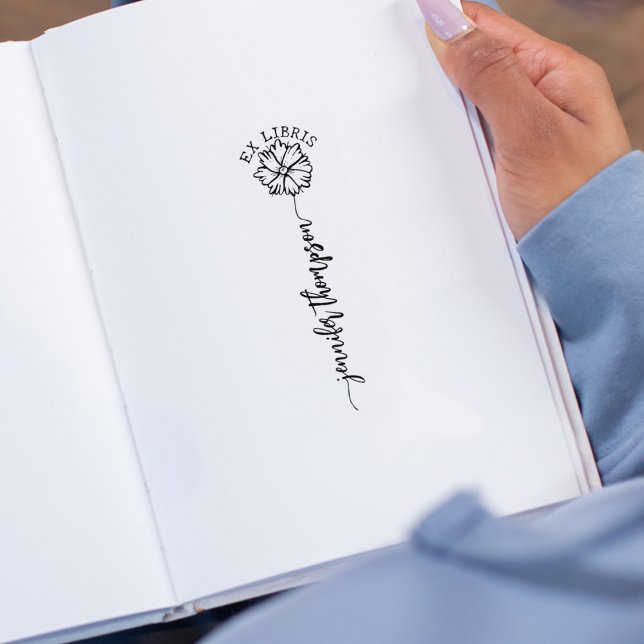 Anpassningsbar Ex Libris, skriptblomma Bok Stämpel (Skapare uppladdad)