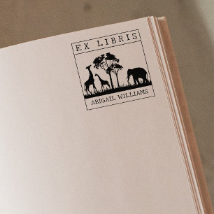 Anpassningsbar Ex Libris, Vilda djur Afrika Bok Stämpel