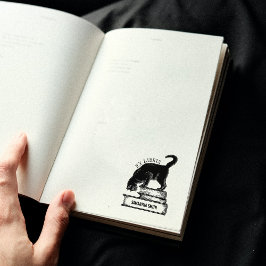 Anpassningsbar Ex Libris, Vintage Cat Bok Stämpel