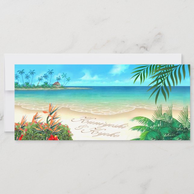 ANPASSNINGSBAR Exotic Beach ASK ME 2 DRAW NAMN I S Inbjudningar (Framsida)