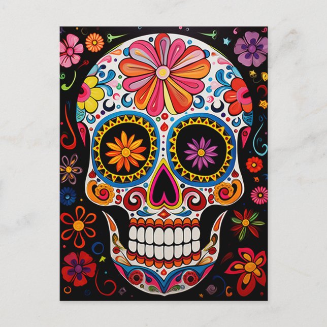 Anpassningsbar 💀 Exquisite Día de Muertos Postcar Vykort (Framsida)
