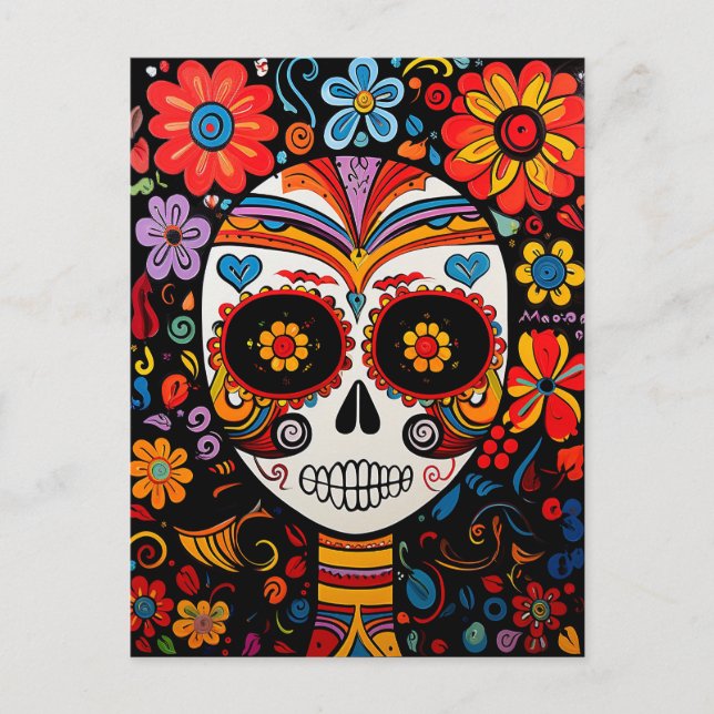 Anpassningsbar 💀 Exquisite Día de Muertos Postcar Vykort (Framsida)