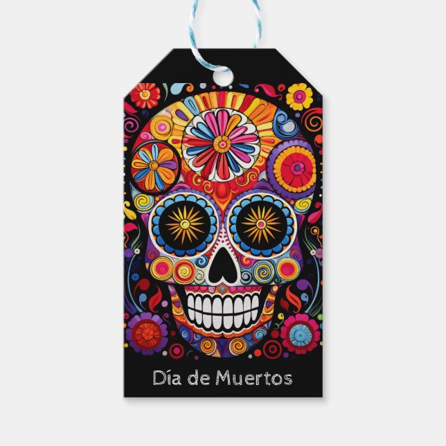 Anpassningsbar 💀 Exquisite Día de Muertos Presentetikett (Framsidan)