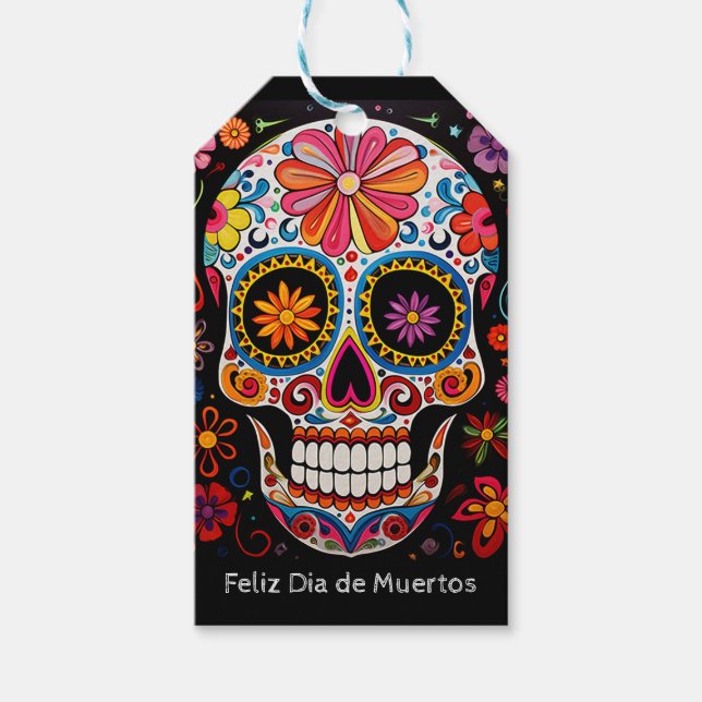 Anpassningsbar 💀 Exquisite Día de Muertos Presentetikett (Framsidan)
