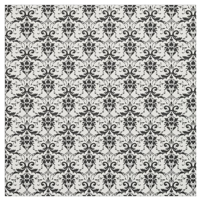 Anpassningsbar Fabric-Black & White Damask Tyg (Provkarta)