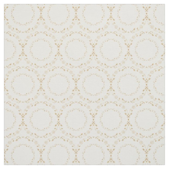 Anpassningsbar Fabrics-White & Guld Blommigt Circl Tyg (Provkarta)