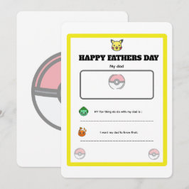 anpassningsbar fadersdags pokemon-kort inbjudningar
