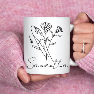 Anpassningsbar Fågelblomma med Namn Frieri ,Födels Kaffemugg