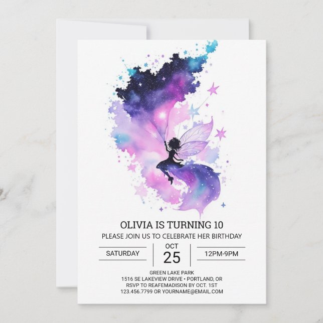 Anpassningsbar Fairy Birthday Inbjudningar (Framsida)