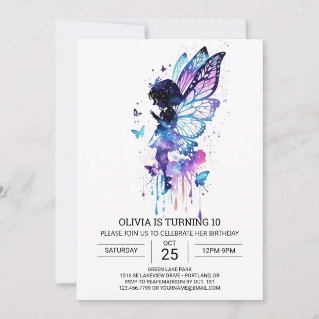 Anpassningsbar Fairy Garden Födelsedagsfest Inbjudningar (Framsida)