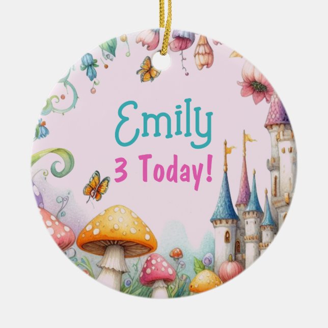 Anpassningsbar Fairytale Princess Girls Birthday F Julgransprydnad Keramik (Framsidan)