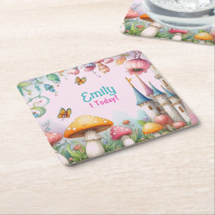 Anpassningsbar Fairytale Princess Girls Birthday F Underlägg Papper Kvadrat