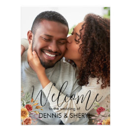 Anpassningsbar Fall Blommigt Photo Modern Bröllop Fototryck