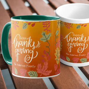 Anpassningsbar Fall Höst löv Happy thanksgiving Mugg