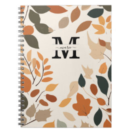 Anpassningsbar Fall Monogram Blommigt Personlig Anteckningsbok